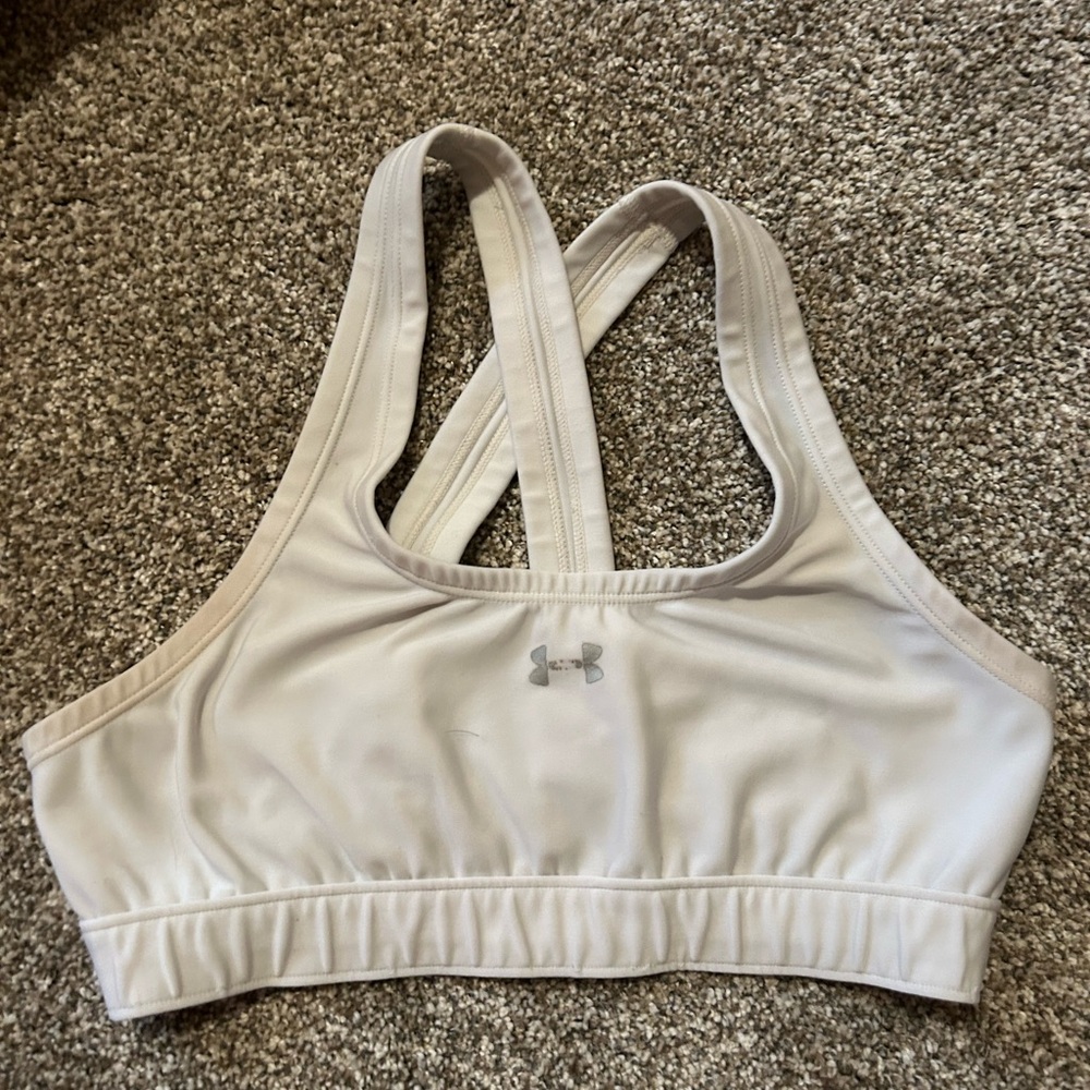 Under Armour White Compression Sports Bra Moisture-Wicking